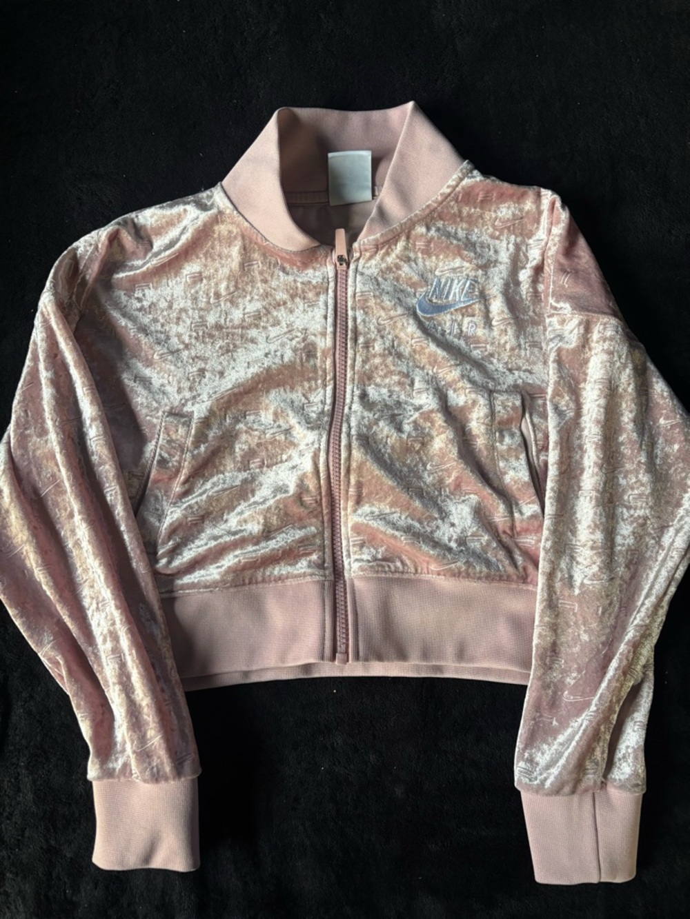Nike Pink Velvet-Look Girls' Bomber Jacket